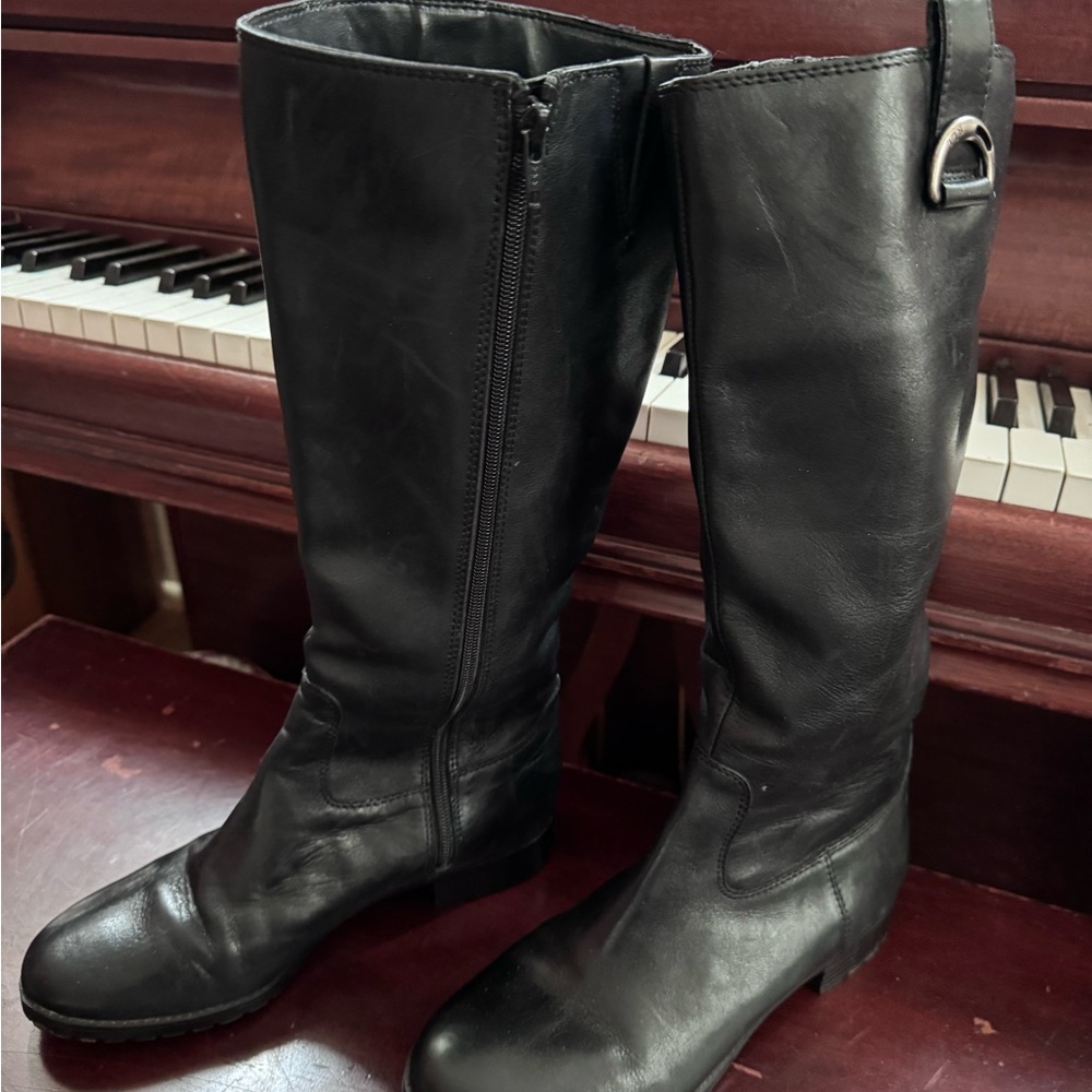 Ralph Lauren Black Leather Knee-High Boots - excellent condition size 7.5